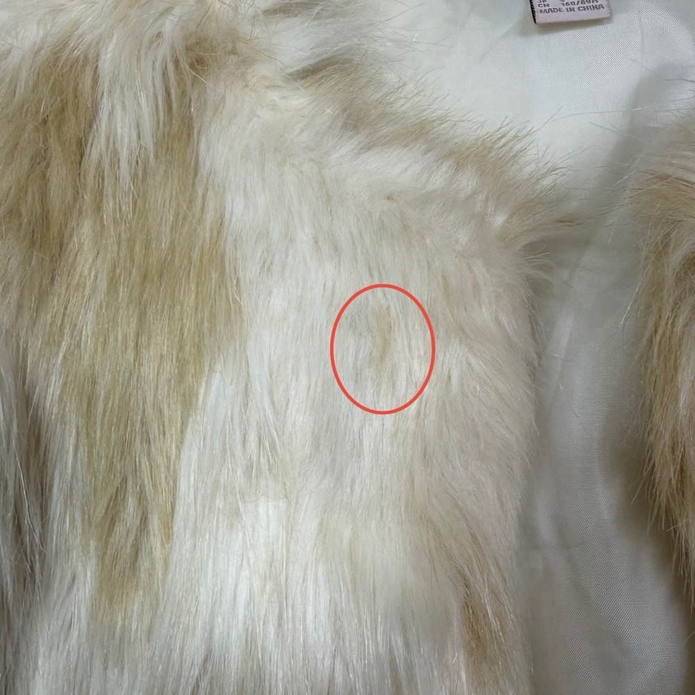 Vintage Forever 21 Faux Fur Vest Women's Small Cream Beige Open Front Lined Y2K - Picture 5 of 8